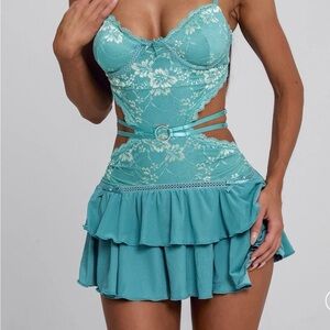 Outcast Teal Mini dress on love island